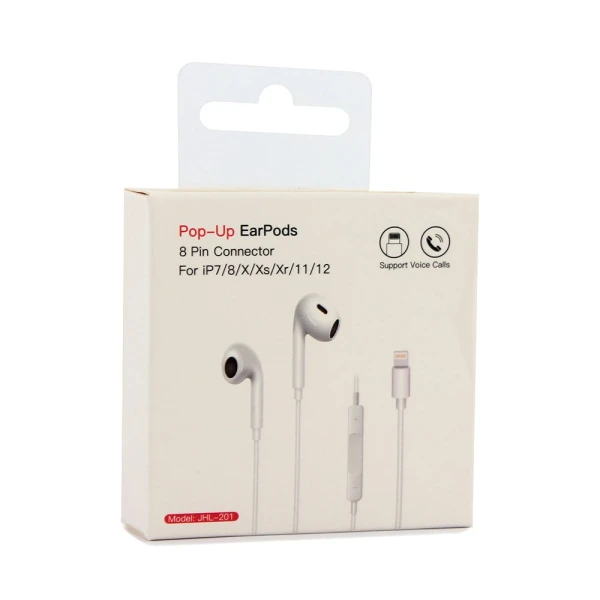 Slusalice sa adapterom za punjenje JH 201 za iPhone lightning bele
