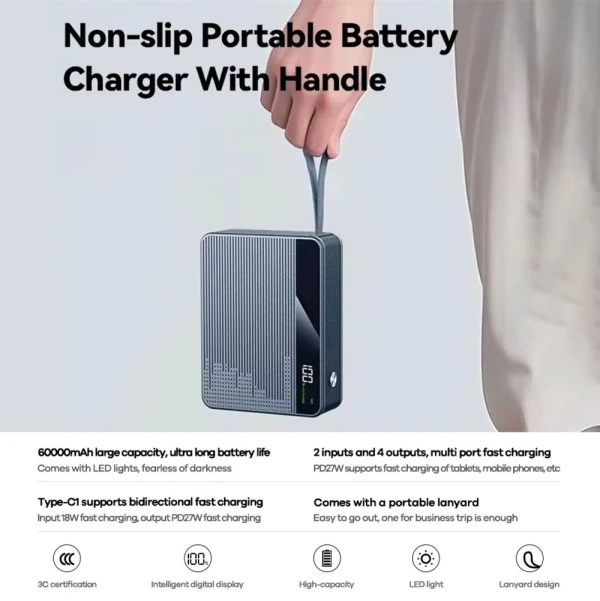 Power bank prenosiva baterija REMAX FP-5 PD27 60000mAh siva