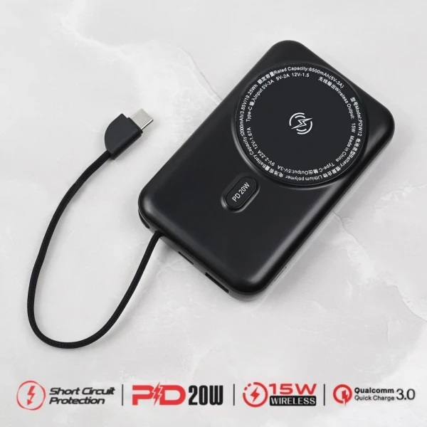 Power bank prenosiva baterija Oxpower PDW12 12000mAh 3u1 magnetic crna
