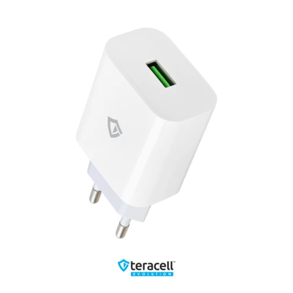 Kucni punjac Teracell Evolution TC-09 QC3.0 18W sa iPhone lightning kablom beli CE