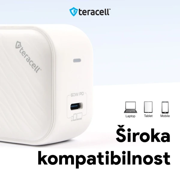 Kucni punjac Teracell Evolution TC-17GP, GaN, PPS, PD 3.0, 60W beli CE