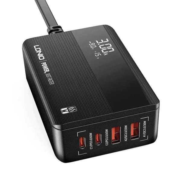 Kucni punjac LDNIO A4808Q, QC4+, PD3.0, LED 70W crni