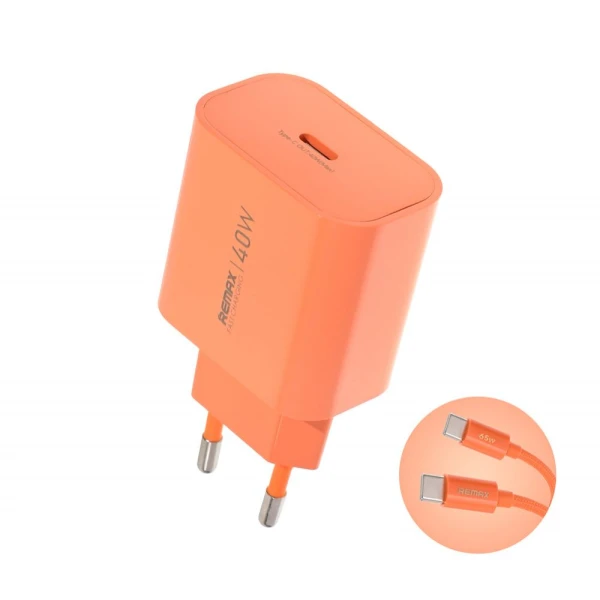 Kucni punjac REMAX Huiying CA10 GaN 40W Type C narandzasti