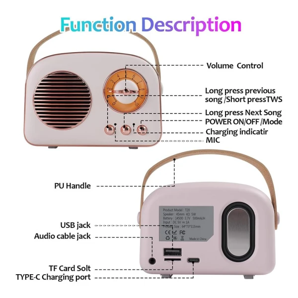 Bluetooth zvucnik T20 PLUS beli