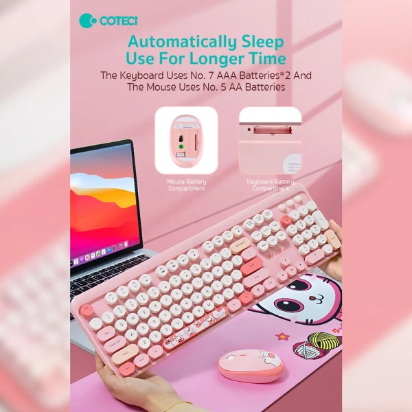 Combo mis i tastatura Coteci 84021 pink