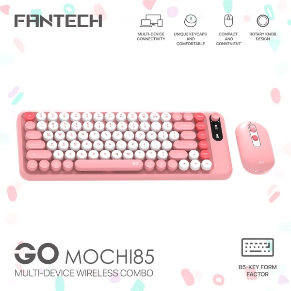 Combo mis tastatura wireless Fantech WK-898 GO mochi85 pink
