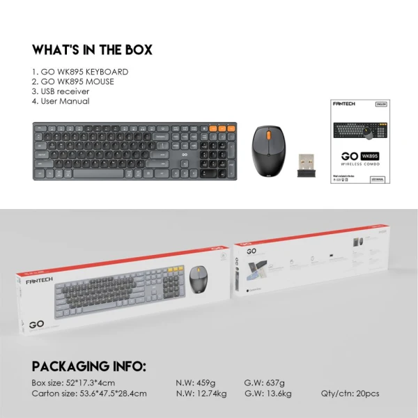 Combo mis tastatura wireless Fantech WK-895 bez