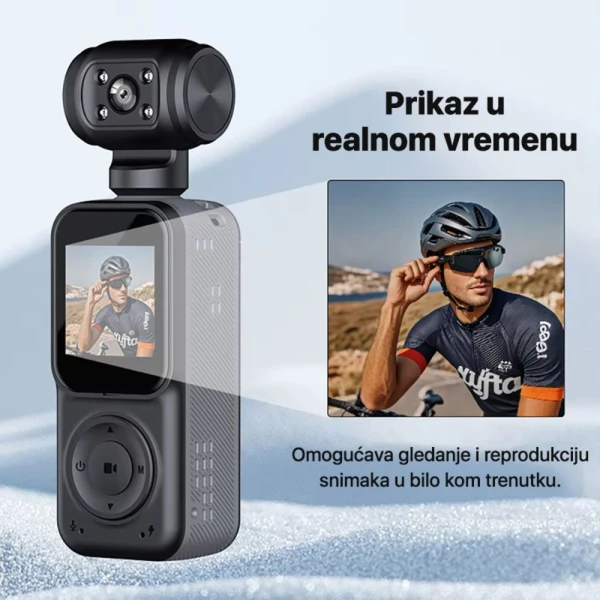 Smart akciona kamera Q5 2k sa memorijskom karticom 128Gb crna