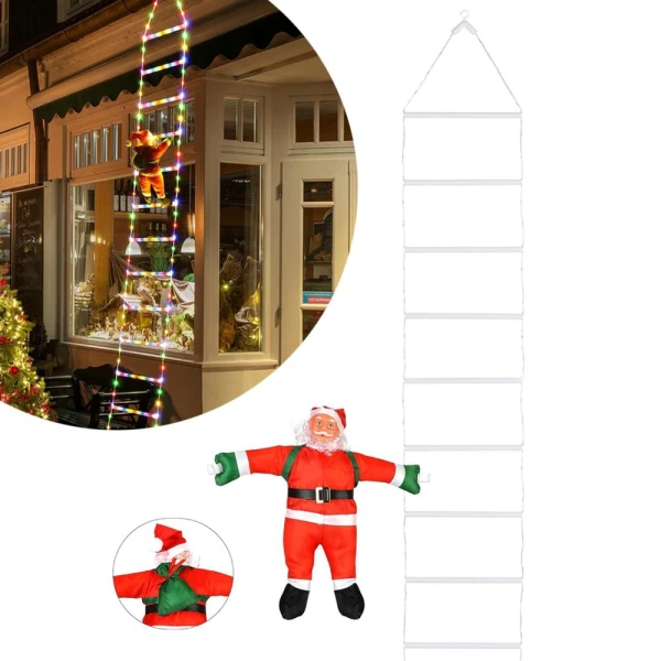 Novogodisnji ukras LED (3m) EL Deda Mraz na merdevinama