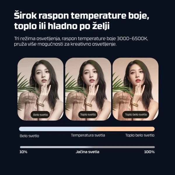 Selfie LED svetlo magnetic belo