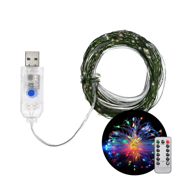 Novogodisnji ukras LED 300 lampica u boji (20m) sa daljinskim upravljacem USB napajanje JWD