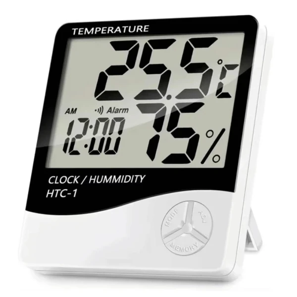 Termometar HTC-1 JWD temperetura, sat, vlaznost vazduha beli