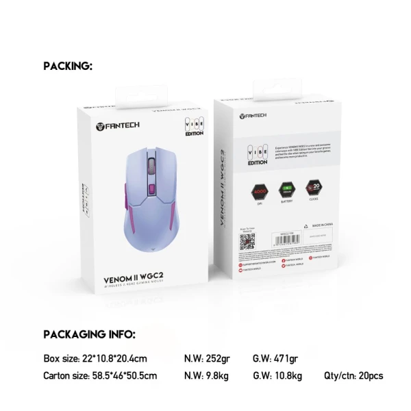 Mis Wireless Gaming Fantech WGC2 Venom II ljubicasti