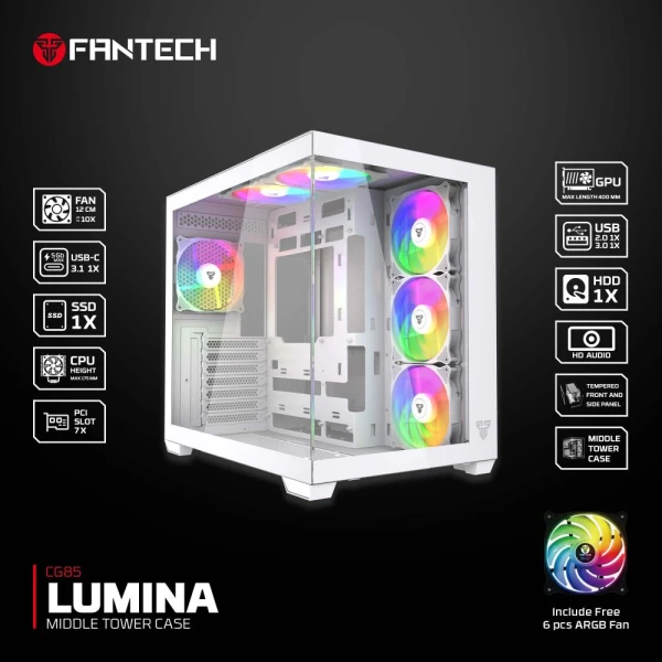 Kuciste Gaming Fantech CG85 Lumina belo