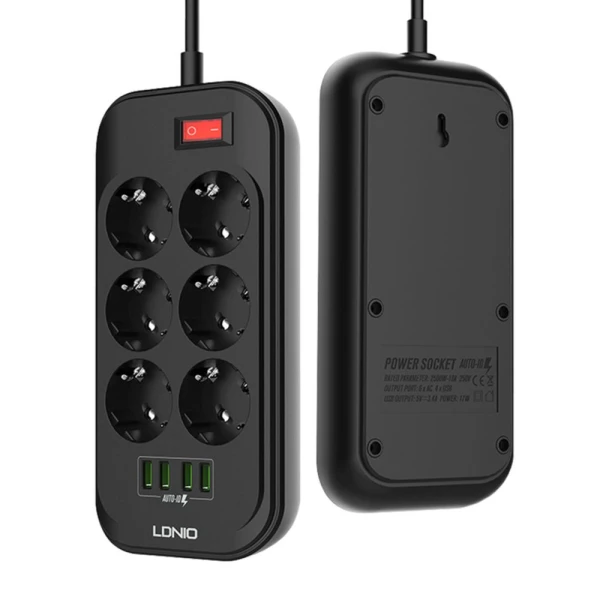 Produzni kabl LDNIO SE6403 6 uticnica 4xUSB 2.0m