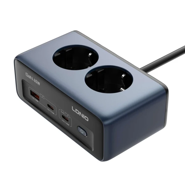 Produzni kabl LDNIO SE3, 2 uticnice, USB, 2xPD, 5u1, GAN, 45W total power