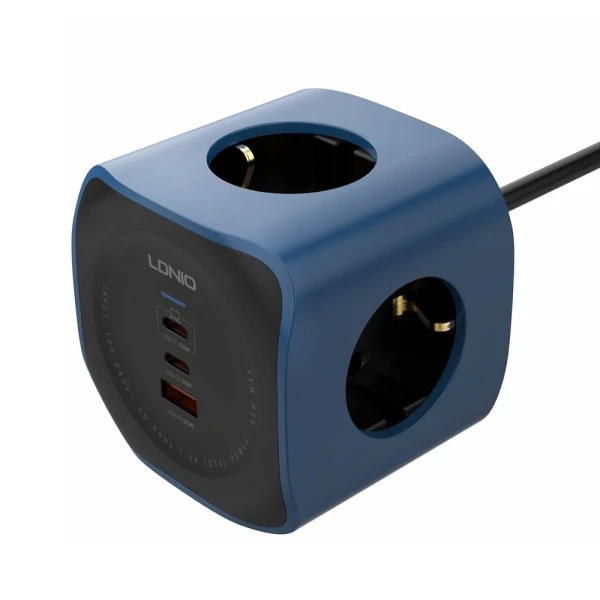 Produzni kabl LDNIO SE3338, 3 uticnice, USB, 2xPD, 6u1, GAN, 65W total power