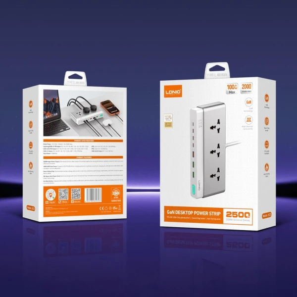 Produzni kabl LDNIO SC3 10-IN-1 3 uticnice 4xPD 3xUSB GaN 65W Total Power 100W 2m