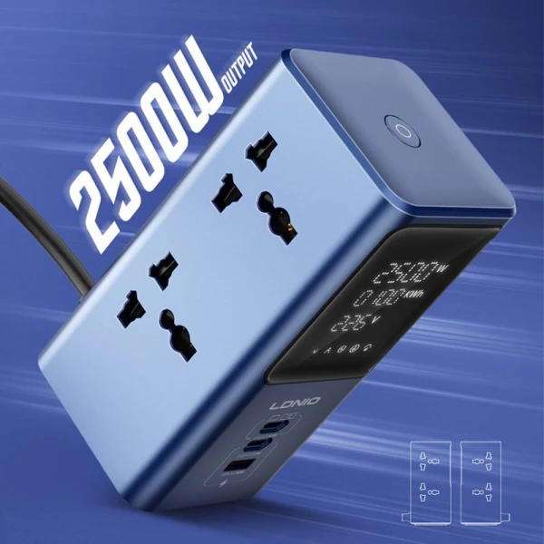 Produzni kabl LDNIO SC2 7-In-1 4 uticnice 2xPD 1xUSB GaN 45W 2m