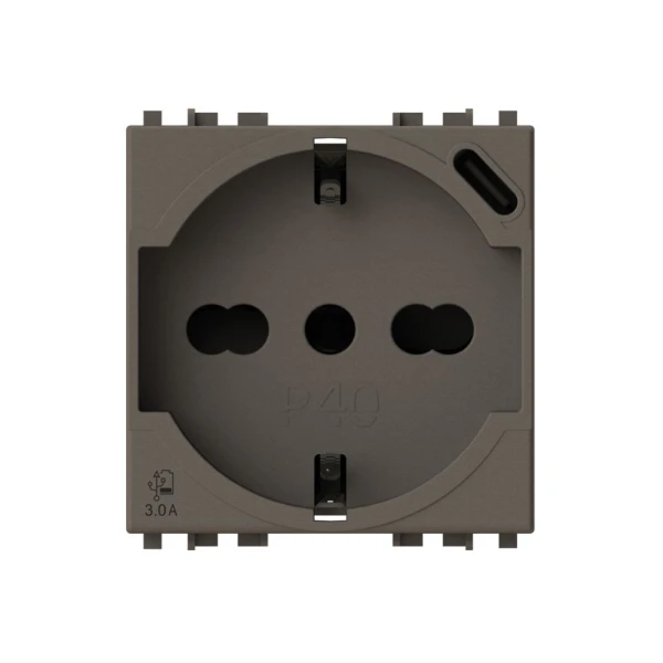 Uticnica USB P40 (1 suko+1 USB C) Vimar Arke metal 4B.V19M.P40.USB