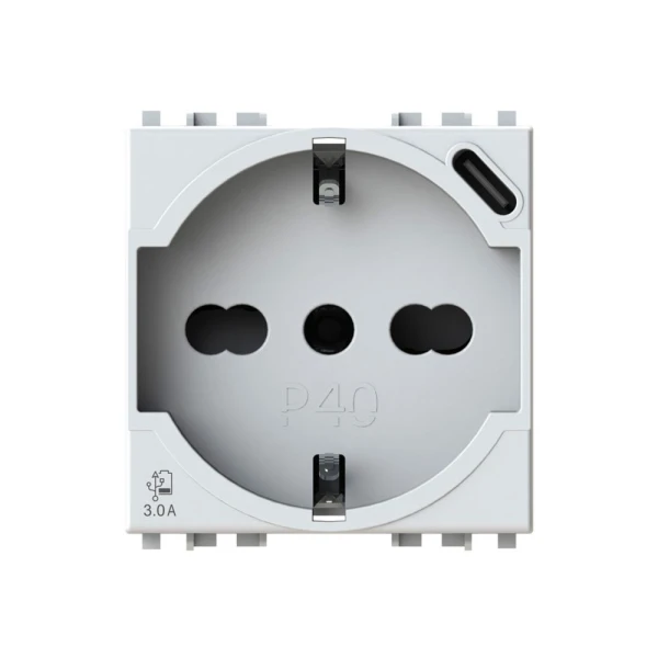 Uticnica USB P40 (1 suko+1 USB C) Vimar Arke bela 4B.V19B.P40.USB