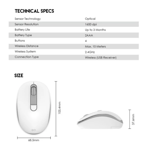 Kancelarijski mis Fantech W192 beli