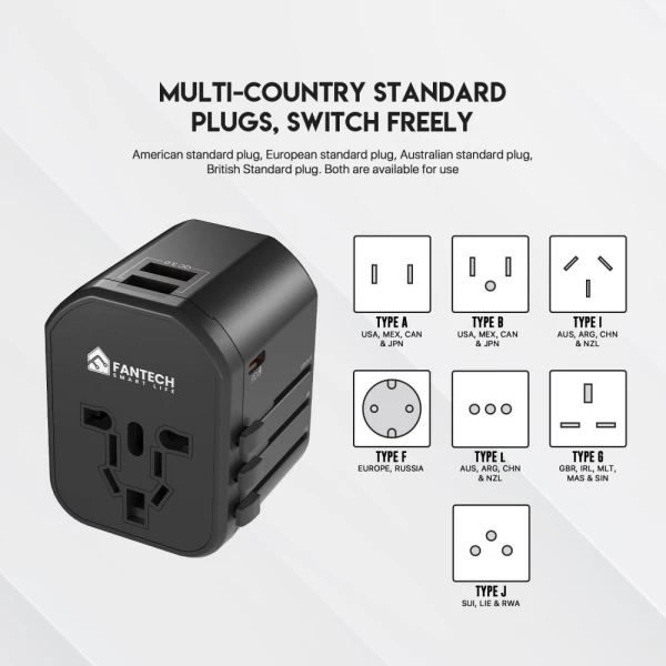 Univerzalni Multi Adapter Fantech TAC1 Power Cube 20W, PD, QC 3.0, 20W, crni