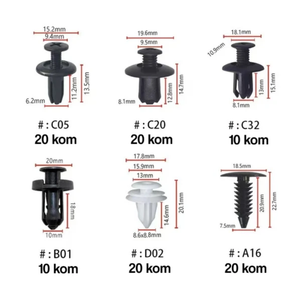 Set kopci i zabica za auto, plastika, crni
