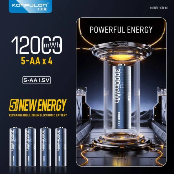 Punjac za Li-Ion baterije KONFULON CD-01 4xAA crni