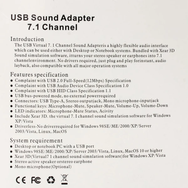USB 2.0 zvucna karta 7.1 JWD-Sound3