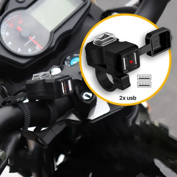 Adapter 2.1A vodootporni za motor 1.5m crni