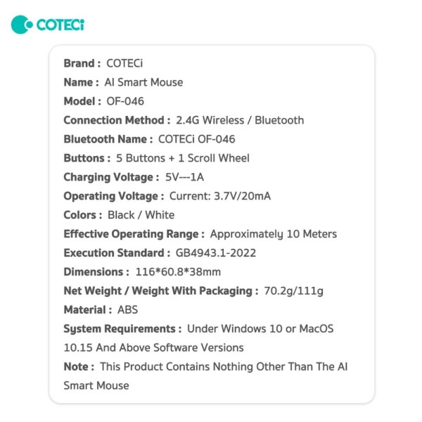 Mis Coteci OF-046 AI Smart beli