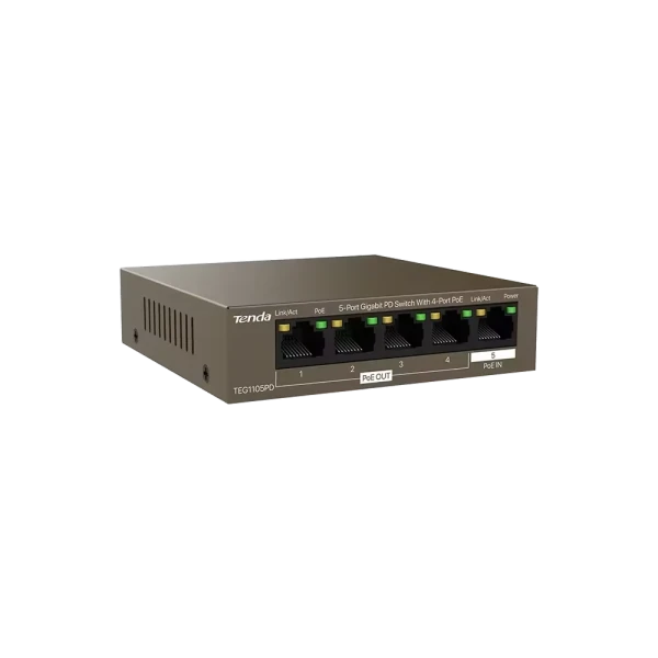 Svič 10/100/1000 5-Port PSE i PD Tenda TEG1105PD/4-Port PoE OUT/1-Port PoE IN