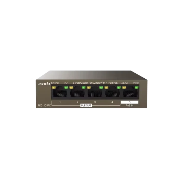 Svič 10/100/1000 5-Port PSE i PD Tenda TEG1105PD/4-Port PoE OUT/1-Port PoE IN