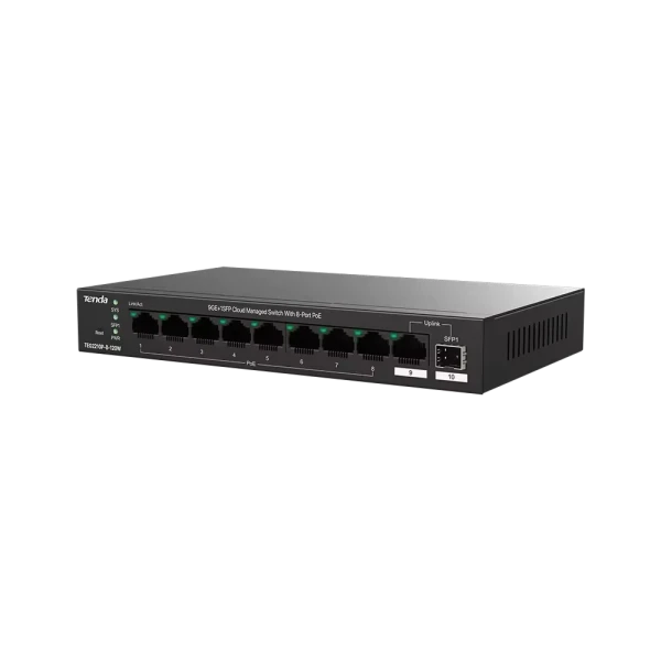Svič 10/100/1000 9-port + 1SFP Tenda TEG2210P-8-120W/8-Port PoE