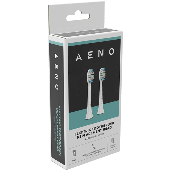 AENO Replacement toothbrush heads, White, Dupont bristles, 2pcs in set (for ADB0003ADB0005 and ADB0004ADB0006) ( ADBTH3-5 ) 