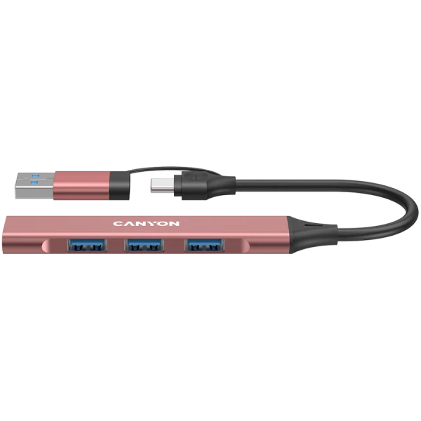 CANYON hub DS-02 4in1 USB-AC Pink ( CNS-TDS02P ) 