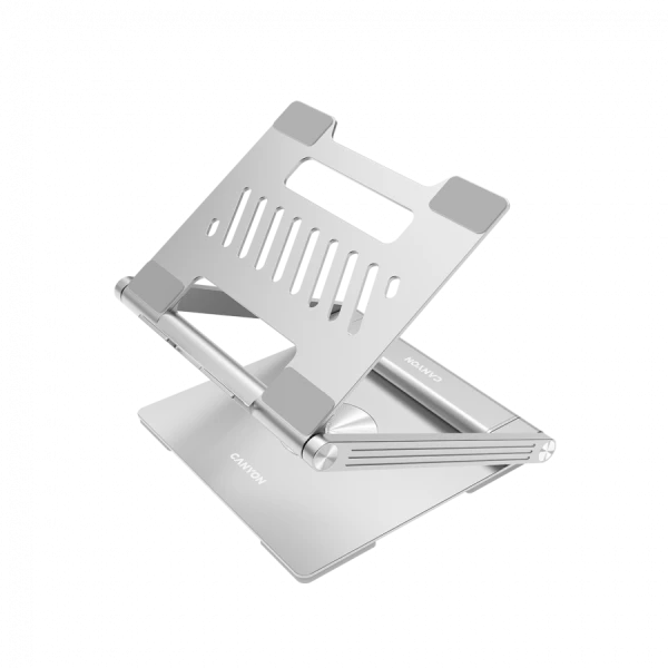 Canyon Laptop stands with hub, TYPE C F to HDMI2.0+2USB3.0+USBC3.0+RJ45+PD, TYEP C TO C cable 1m white with Emarker: HUSB332A, Material: Al