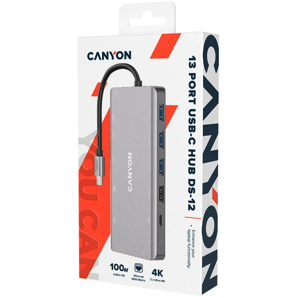 CANYON hub DS-12 13in1 4k USB-C Dark Grey ( CNS-TDS12 ) 