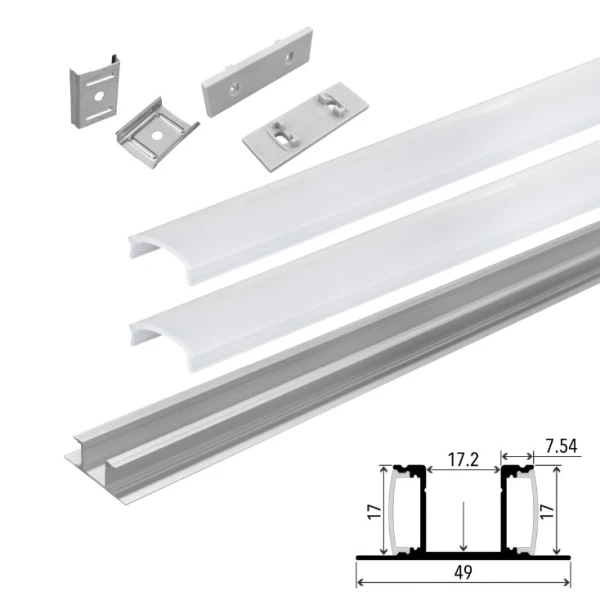 Set aluminijumski zidni profil za dve LED trake 1m 17x49 mm