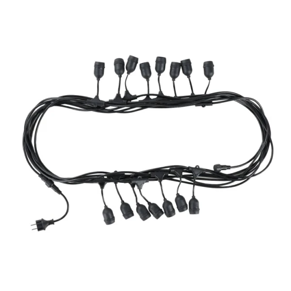 Niz 15 grla E27 sa kablom, 15 m, IP44, crna