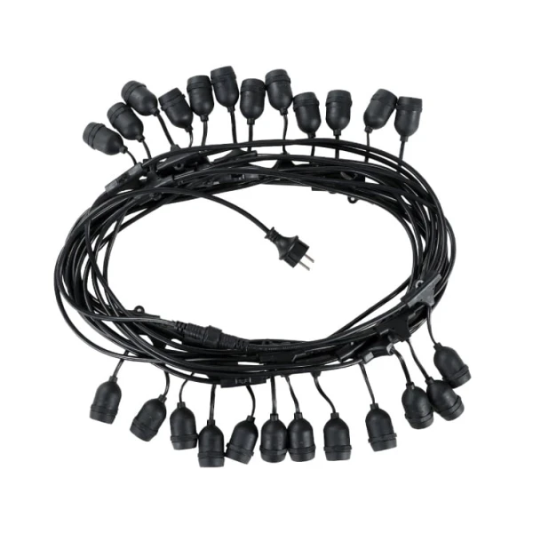 Niz 24 grla E27 sa kablom, 15 m, IP44, crna