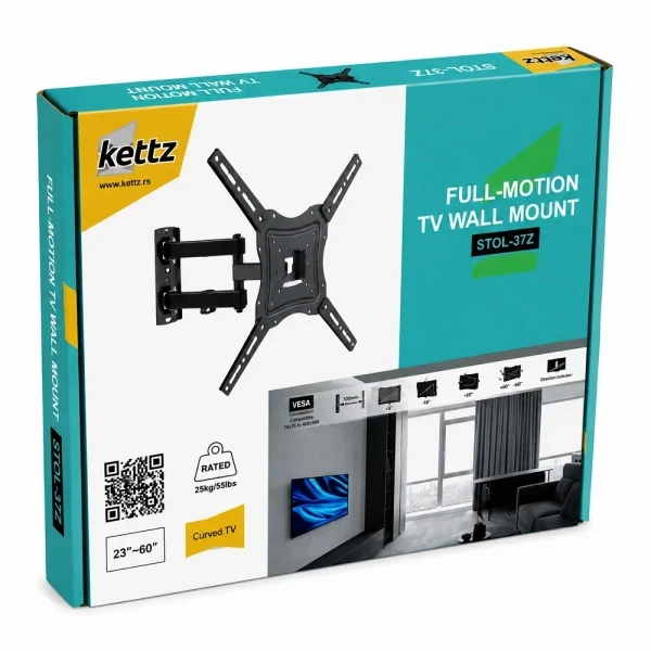 Nosač za TV Kettz STOL-37Z-23-60/vesa max 400x400/25kg/zglobni