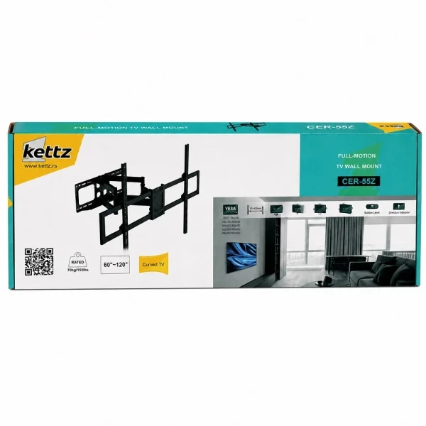 Nosač za TV Kettz CER-55Z 60-120/vesa max 900x600/70kg/premium/zglobni