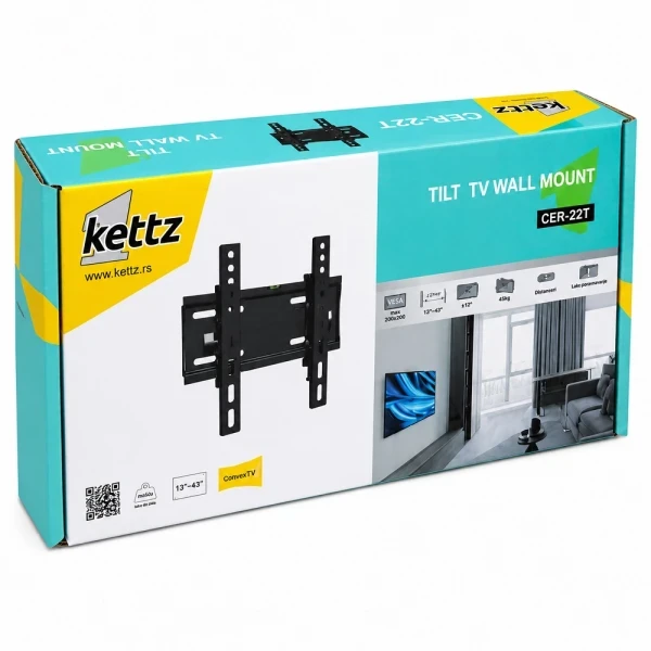 Nosač za TV Kettz CER-22T 13-43/vesa max 200x200/45kg/podesivi