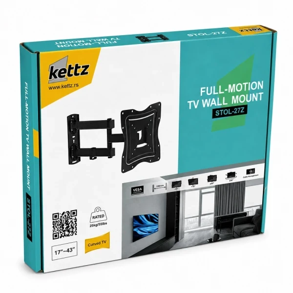 Nosač za TV Kettz STOL-27Z 17-43/vesa max 200x200/25kg/zglobni