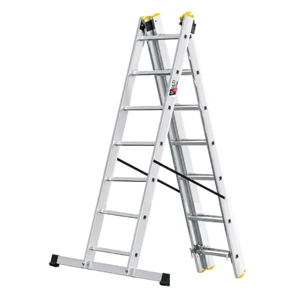 Aluminijumske trodelne merdevine 3x7 gazišta 150 kg