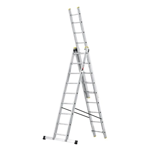 Aluminijumske trodelne merdevine 3x9 gazišta 150 kg