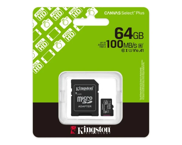 KINGSTON Memorijska kartica U1 V10 SDXC 64GB Canvas Select Plus G3 150R SDCS3/64GB + adapter