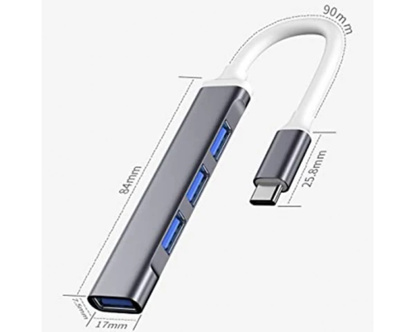 E-GREEN USB 3.1 tip C - HUB 4port USB 3.0 crni